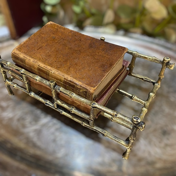 Brass Bamboo Mail Napkin Towel Holder Vintage Hollywood Regency Old World Charm - Picture 4 of 6